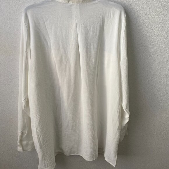 HILARY RADLEY women Ivory Button Up Collared Shirt Long Sleeve Lightweight - Picture 4 of 12